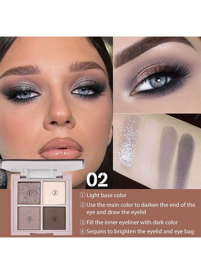 MGL 4Colors Eyeshadow Makeup Palette,Rose Gold Brown Natural Neutral Powde Eye Shadow Palette for Older Women,Long Lasting Naturing-Looking,Lightweight,Waterproof,Eye Makeup Kit Travel Size,#02 - Image 2